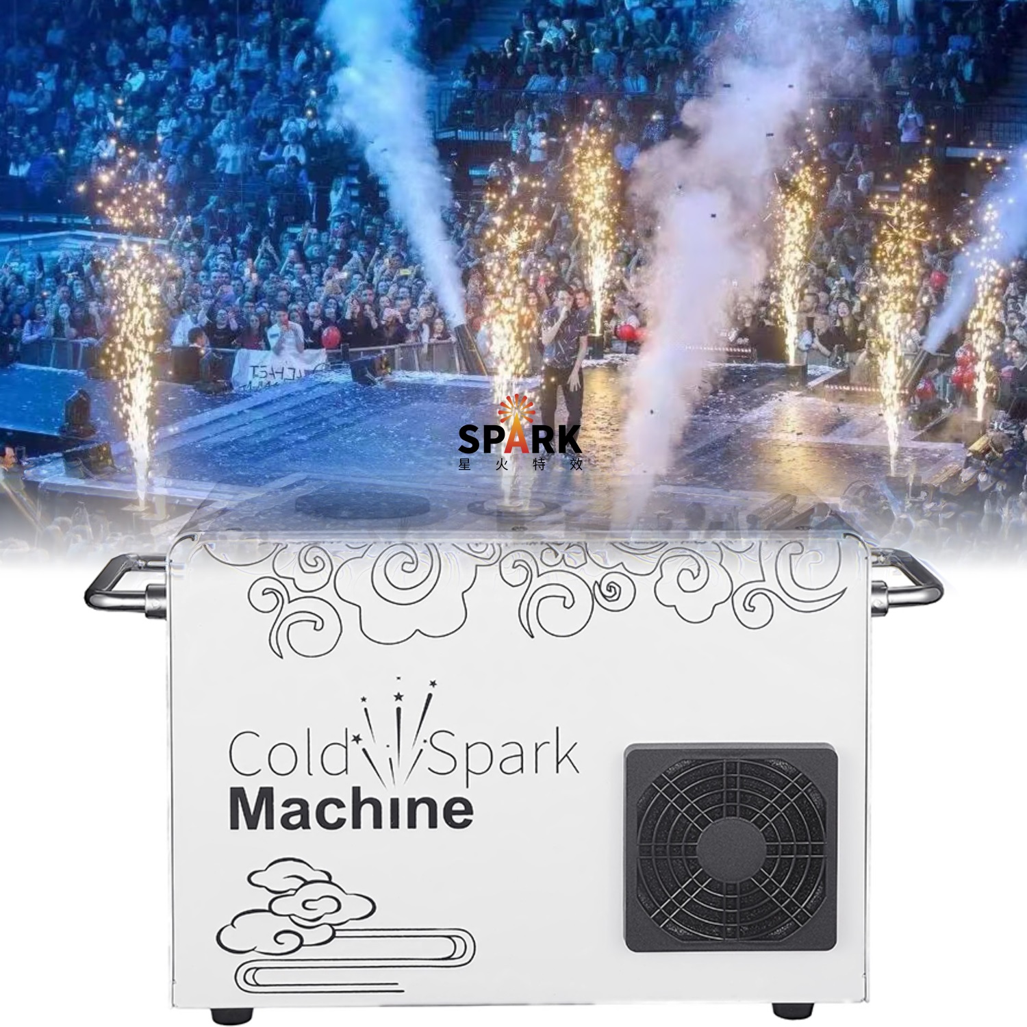 White cold spark machine